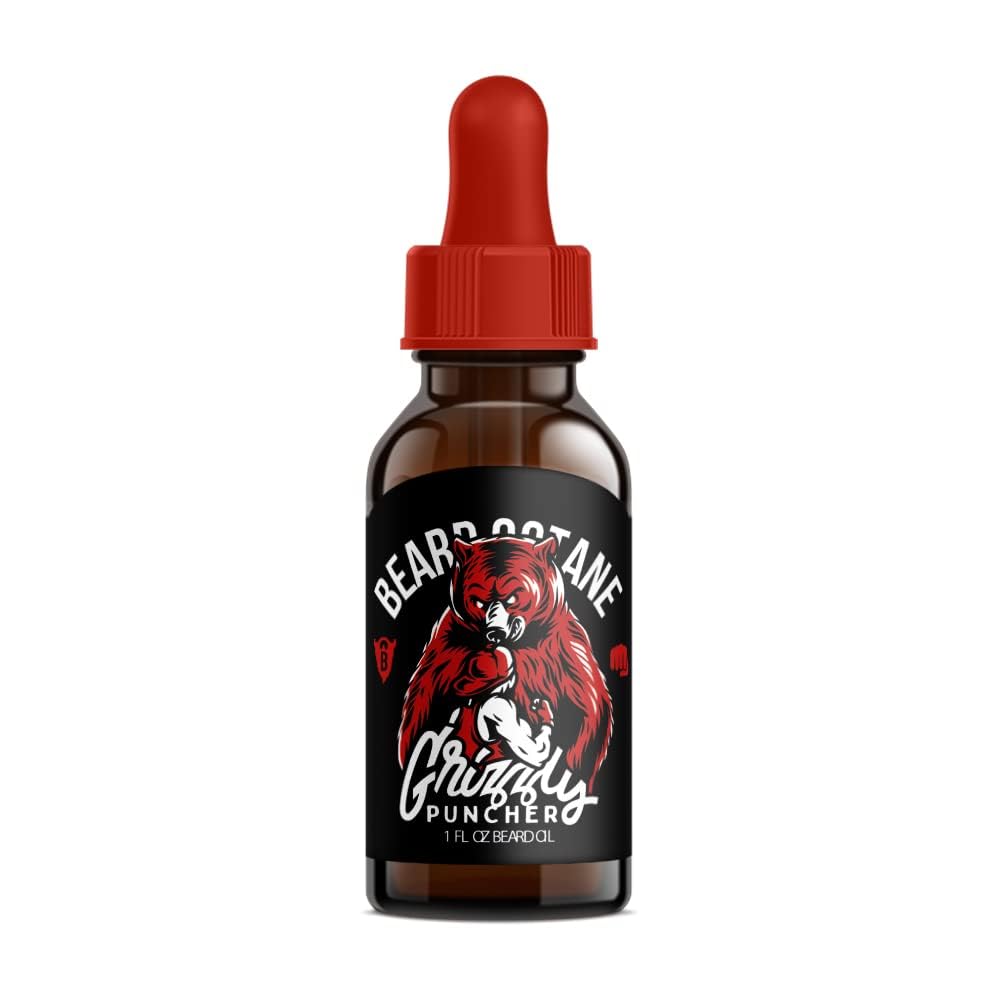 Beard Octane: Grizzly Puncher - Natural Beard Oil w/Argan Oil - 1 Oz - Promotes Healthy Softer Beards - Made in USA - Premium Handcrafted Beard Care