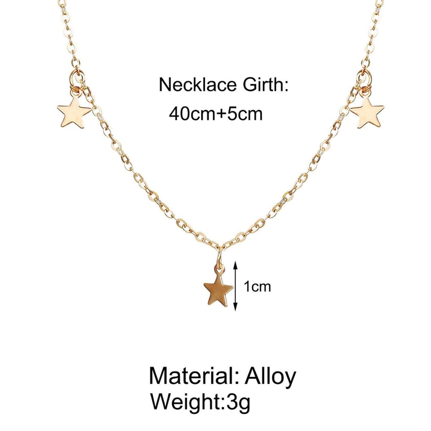 Boho Star Choker Necklace Gold Dangle Star Necklace Minimalist Collar Necklace Tiny Dangle Necklace Chain Jewelry for Women and Girls