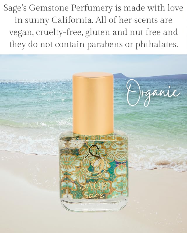 Sage Organic Perfume Oil Extract Roll-On by Sage- 1/4 oz, Vegan & Cruelty-Free, Fresh Scent, Cucumber, White Sage, Sweet Pea - Made in USA