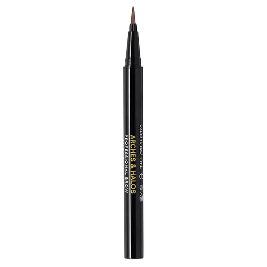 Arches and Halos Fine Bristle Tip Pen - Eyebrow Pencils for Women - Vegan Brow Pencil - Smudge-Proof, Buildable Formula - Dark Brown - 0.02 oz