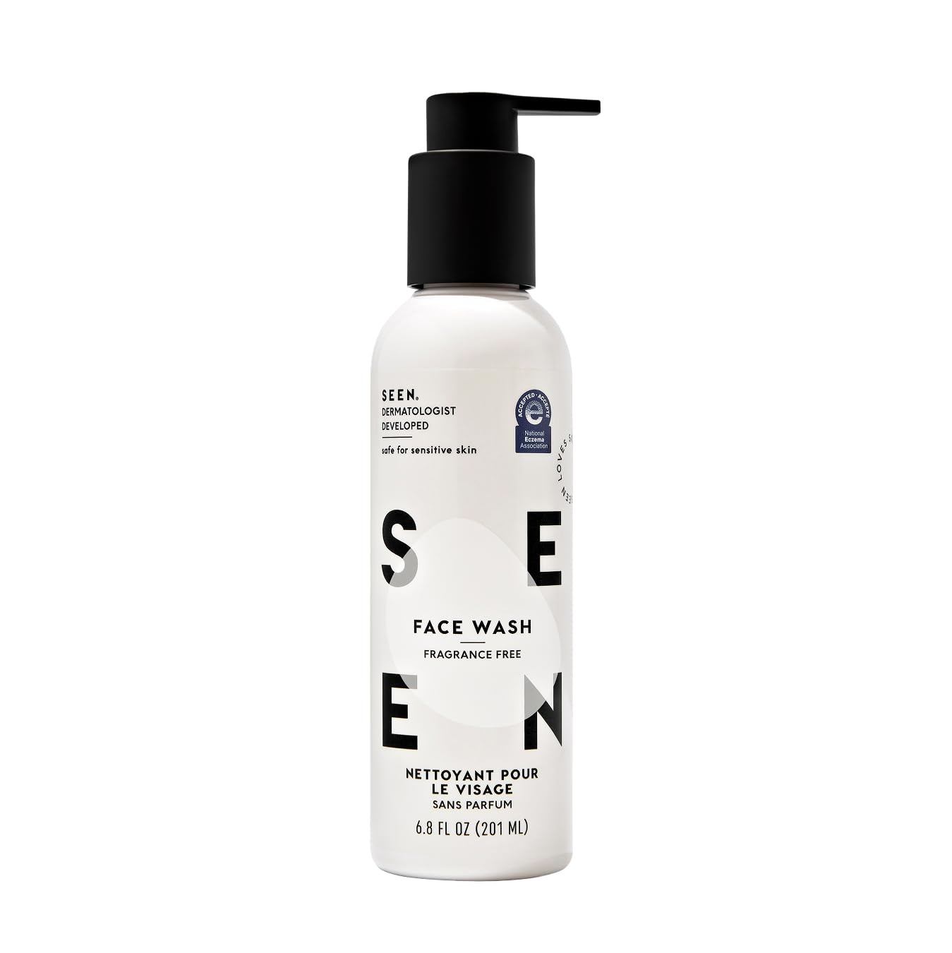 SEEN Face Wash, Fragrance Free -Non-Comedogenic & Non-Irritating Face Cleanser - Dermatologist-Developed - Safe for Sensitive, Eczema & Acne Prone Skin