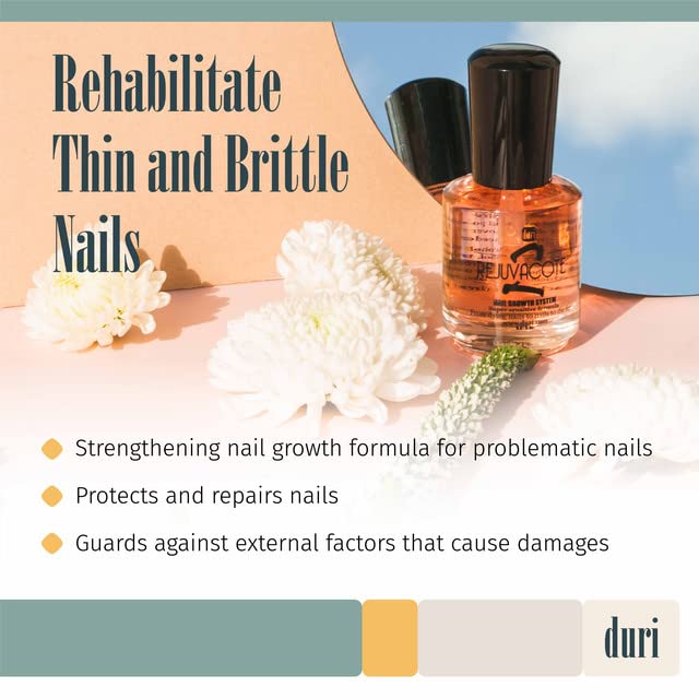 Duri Rejuvacote 2 Nail Growth System Sensitive Formula - Nail Hardener and Strengthener for Brittle, Breaking, Splitting Nail Repair - 0.45 Fl Oz (Pack of 1)