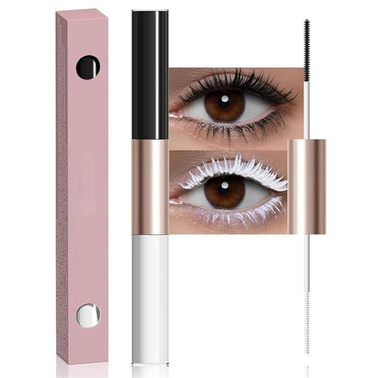 BINGBRUSH Dual-Ended Colored Mascara Smudge-Proof, Long-Lasting, Volumizing & Lengthening White Mascara Vibrant,Waterproof Eye Makeup (01#-Black & White)