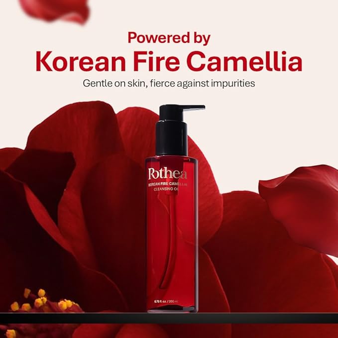 Rothea Holiday Edition - Korean Fire Camellia Cleansing Oil – Gentle Oil Cleanser for Face & Makeup, Blackhead Remover, Korean Skin Care, 6.76 fl oz / 200ml