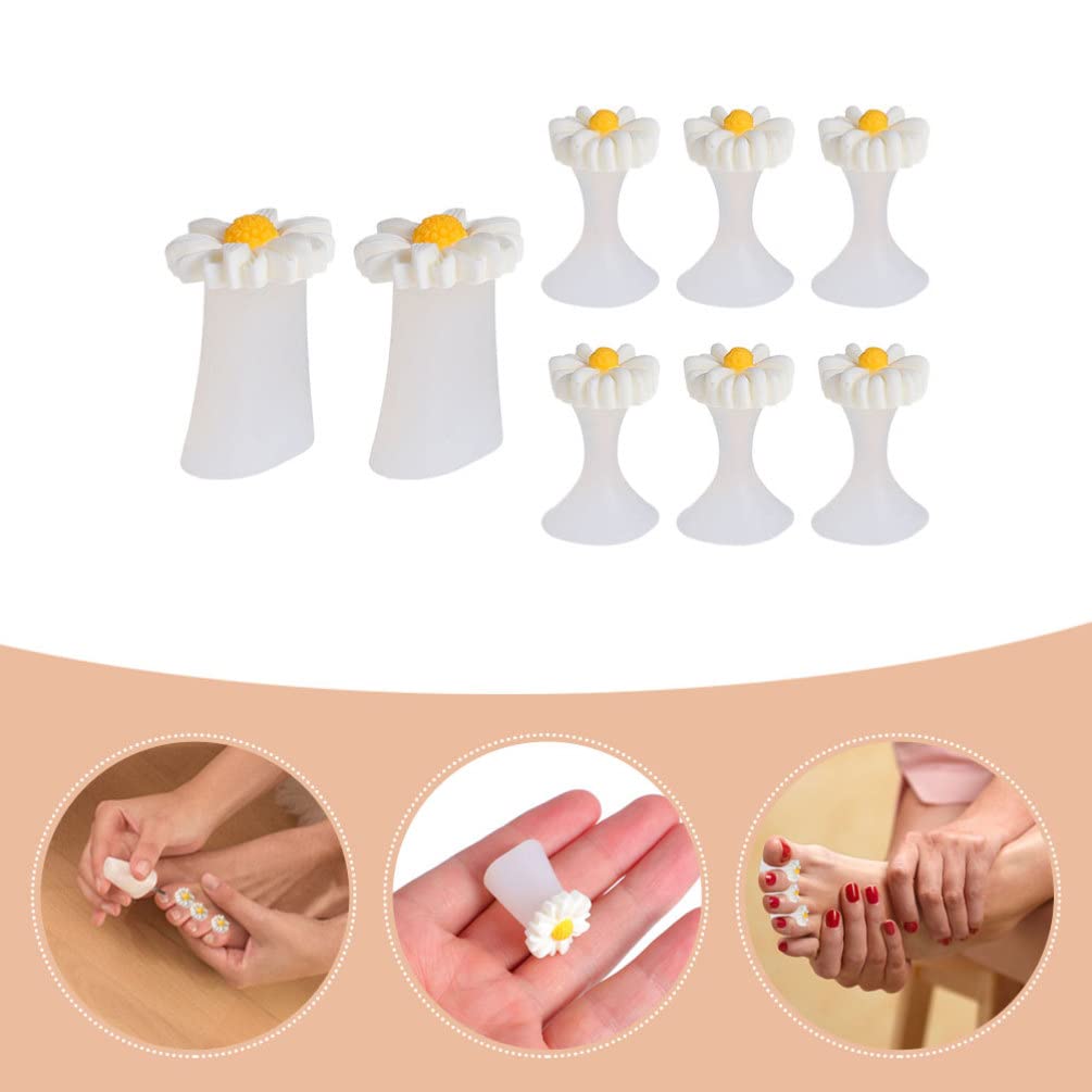 Beaupretty Toe Separator Bunion Corrector 8 Pieces Nail Polish Guards Nail Polish Protector Silicone Flower Shape Toe Spacers Divider Toe Spreader Pedicure Tools Toe Separator Bunion Corrector