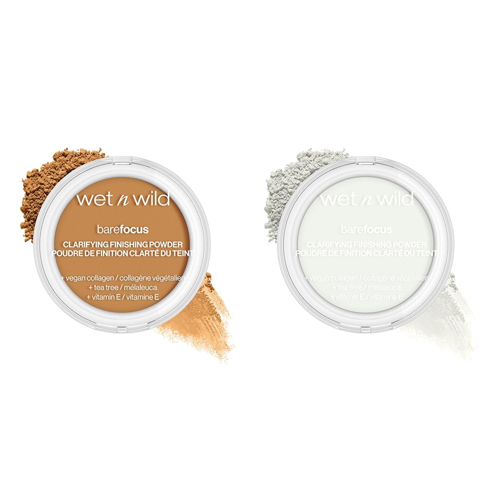 wet n wild Bare Focus Clarifying Finishing Powder Matte Pressed Setting Powder Medium-Tan and Translucent