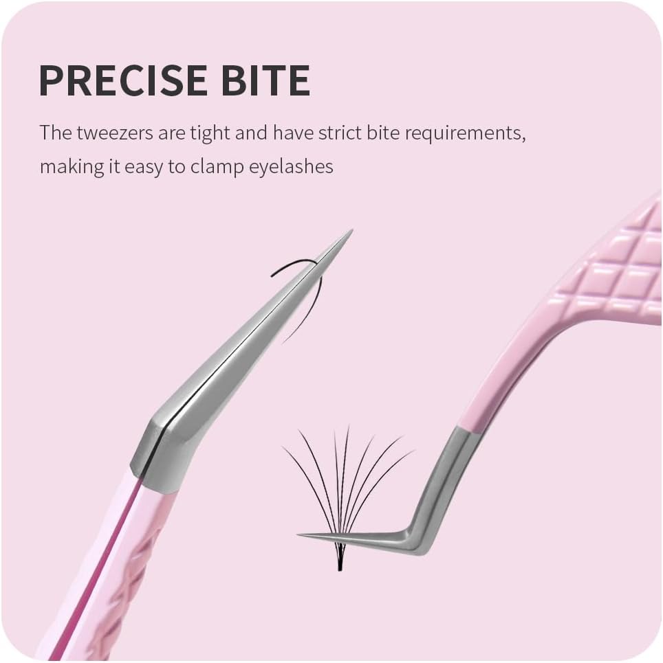Eyelash Extension Tweezers,Fiber Tip Grip Boot Volume Lash Tweezers,Professional Pointed Lash Extension Tweezers for Easy Lash Application and Removal-F06