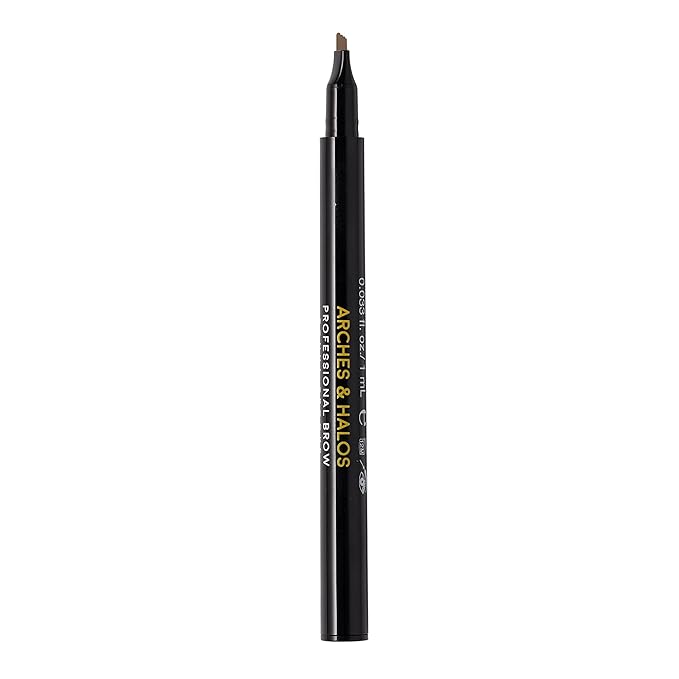 Arches & Halos Microblading Brow Shaping Pen - Fuller, More Defined Brow - Long-lasting, Smudge Resistant, Rich Color - Vegan and Cruelty Free Makeup - Neutral Brown - 0.026 oz