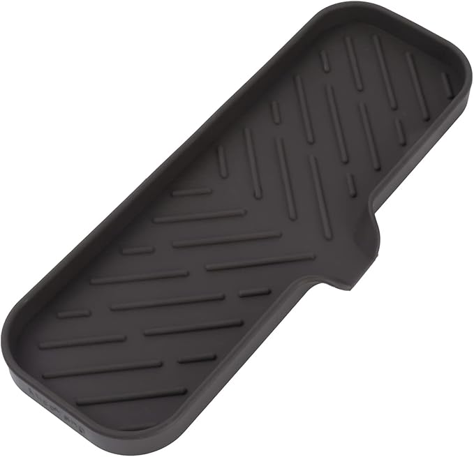 Silicone Bathroom Soap Dishes with Drain Spout-Bathroom and Kitchen Sink Organizer,Sponge Holder,Dish Soap Tray,Perfect for Dispenser,Scrubber,Bottle,Cup on Sink or Counter-Coffee 12"×4"