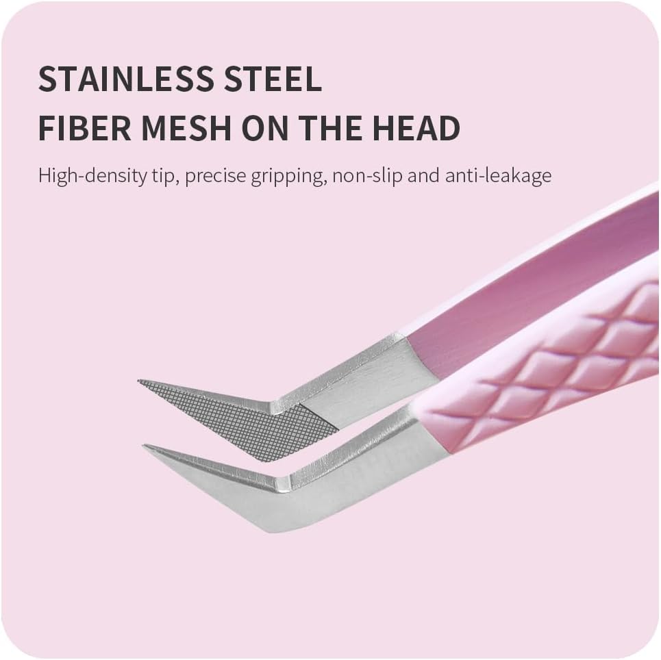 Eyelash Extension Tweezers,Fiber Tip Grip Boot Volume Lash Tweezers,Professional Pointed Lash Extension Tweezers for Easy Lash Application and Removal-F01