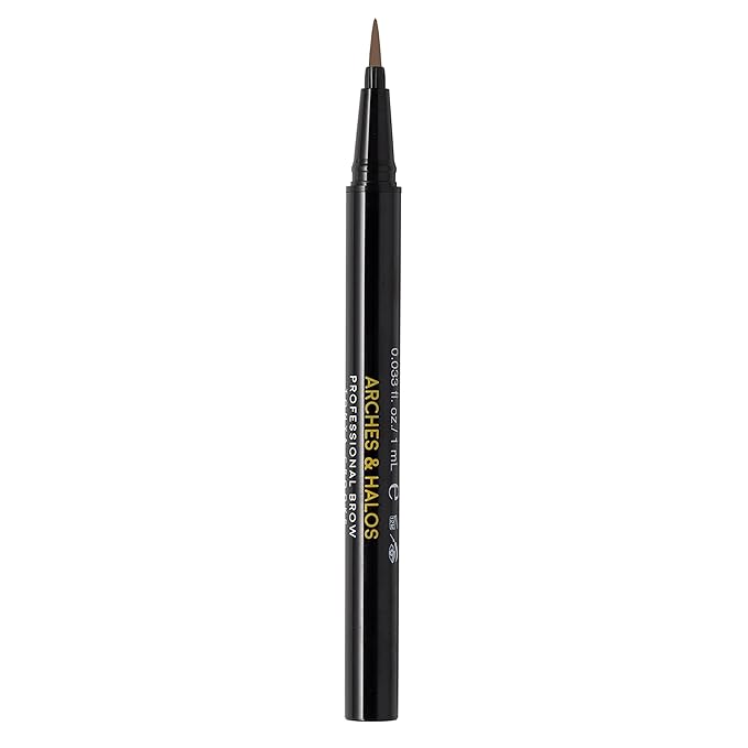Arches & Halos Fine Bristle Tip Pen - Creamy, Buildable Formula for Shaping and Defining Eyebrows - Waterproof, Long Lasting, 24 Hour Color - Precise Bristled Applicator Tip - Natural Brown - 0.02 oz