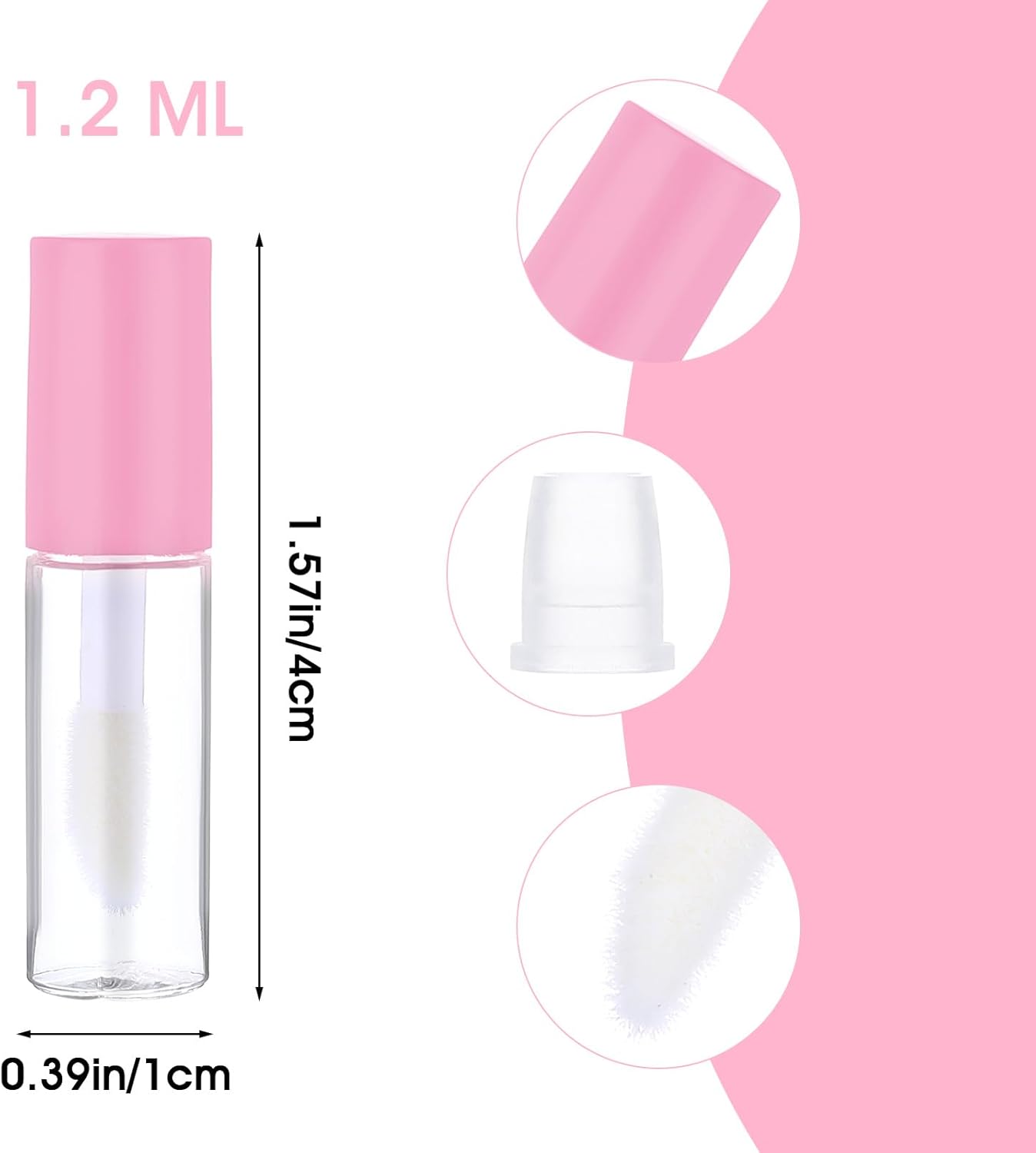 100 Pcs Mini Lip Gloss Tubes, Refillable Lip Balm Bottle Transparent Empty Containers Travel Personal Cosmetic Inserts Cosmetic Tools Mini Lipstick Containers for Women DIY Makeup (Pink)