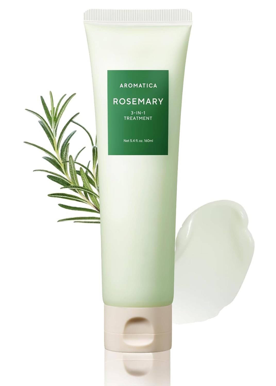 AROMATICA Rosemary 3-in-1 Hair Treatment – Nourishing & Moisturizing Hair Mask with Rosemary & Betaine, Cream Adds Shine & Softness, Deep Conditioner for Dry & Damaged Hair, Korean Hair Care 5.4 fl.oz