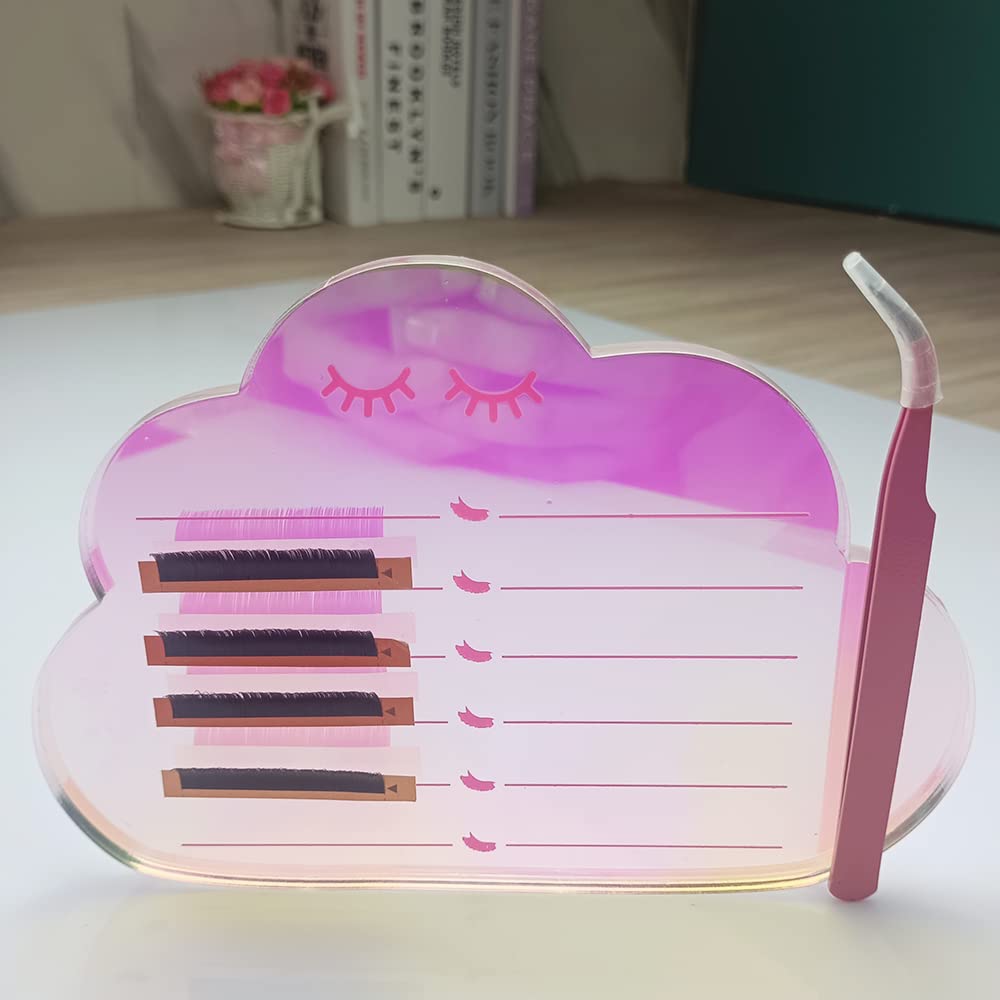 Grafting False Eyelash Acrylic Extension Pallet, Eyelash Extension Tweezers Plate Pad Makeup Palette Individual Training Tools Dazzling (Cloud-shaped C （5.9x3.94in）)