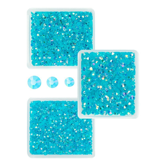 3mm 4mm 5mm Teal Blue AB Resin Rhinestones for Crafting Turquoise Blue AB Flatback Jelly Stones Bulk SS10 SS16 SS20 Non-Hotfix Diamonds Gems for Nails Face Eyes Makeup Mugs Tumblers DIY Crafts
