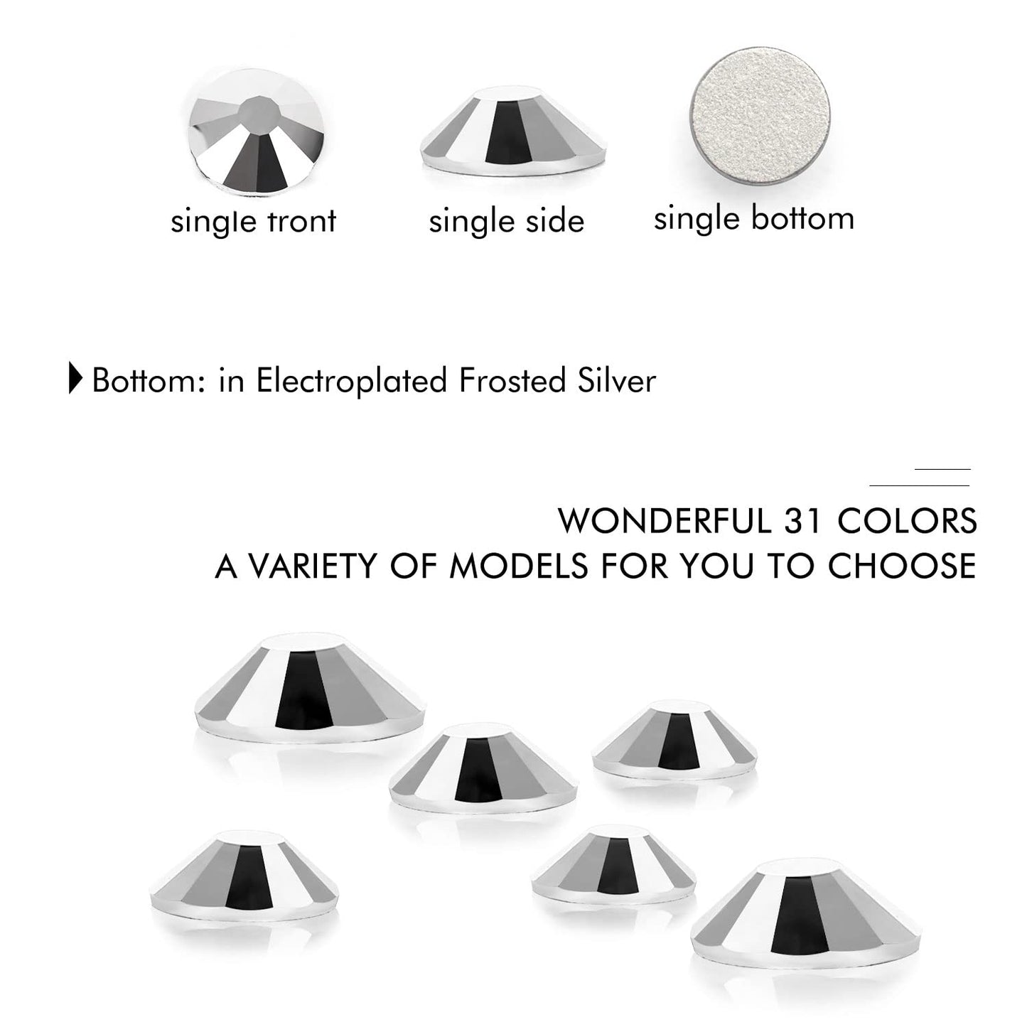 1440Pcs Silver Crystal Rhinestones,Glass Flatback Rhinestones Gemstones for Nail Face Makeup Art Crafts Clothes Decoration -(SS20,4.8mm,Silver)