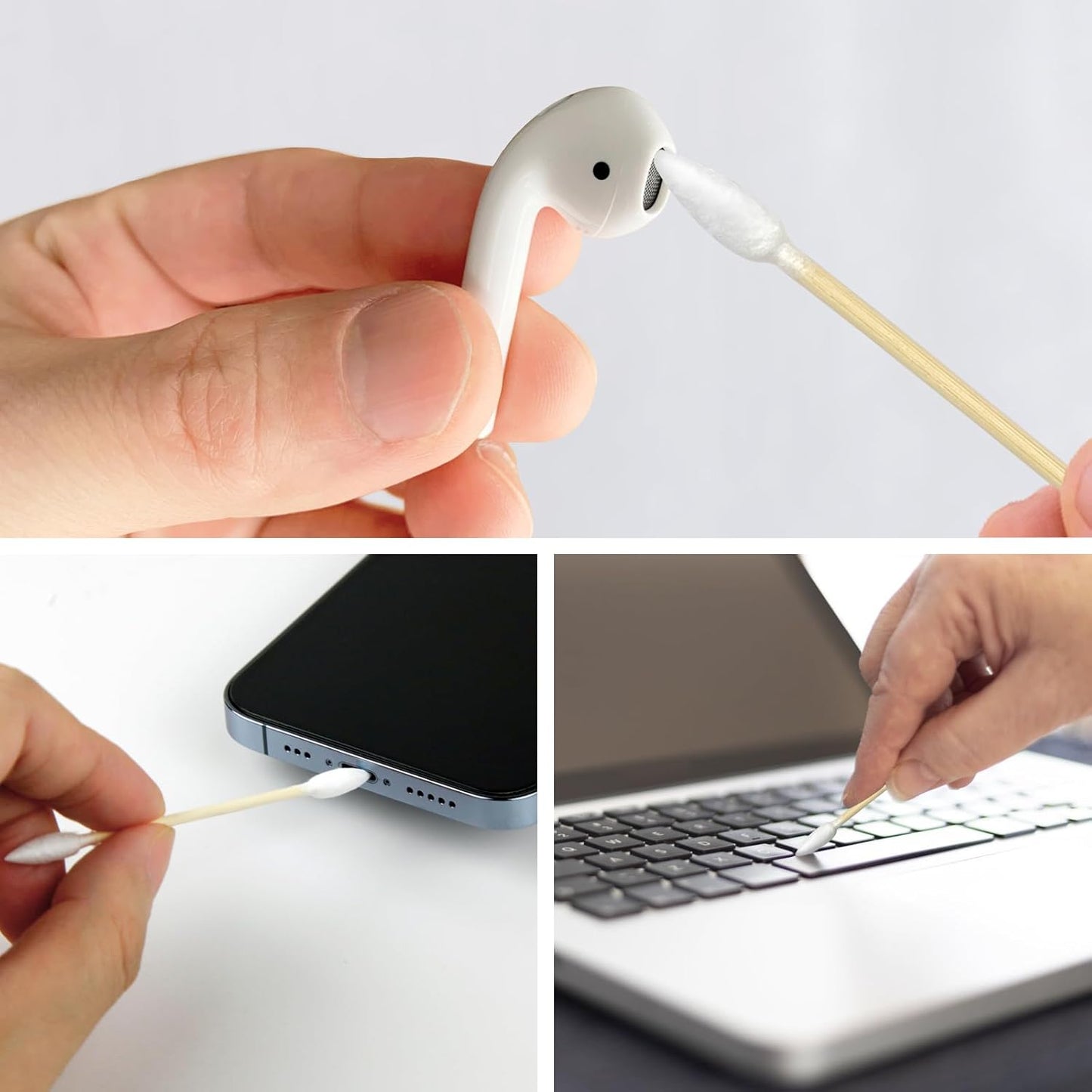 eyxformula 900 Count Pointed Tip Cotton Swabs, Double Precision Tips Cotton Swabs with Sturdy Bamboo Sticks, Soft Pointy Cotton Swabs for Eye Makeup Touch-ups, Correcting Nail Polish Mistakes, Crafts