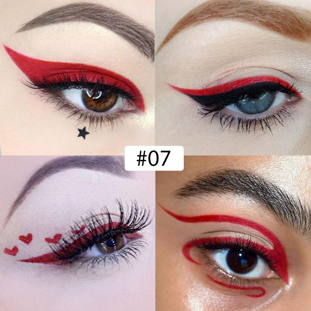 evpct 1Pcs Dark Red Liquid Eyeliner Waterproof Dark Red Eye Liners for Women, Eyes Wing Eyeliner Stamps Shapes Colored Eyeliner delineador de ojos a prueba de agua contra el agua blanco para ojos