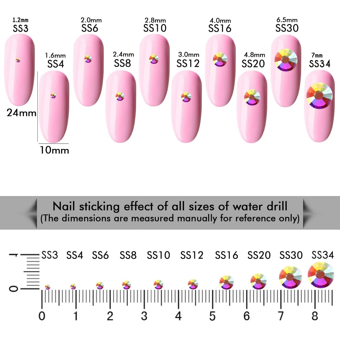 3000Pcs Crystal Ab Crystal Rhinestones,Glass Flatback Rhinestones Mini Gemstones for Nail Face Makeup Art Crafts Clothes Decoration -(SS6,2.0mm,Crystal Ab)