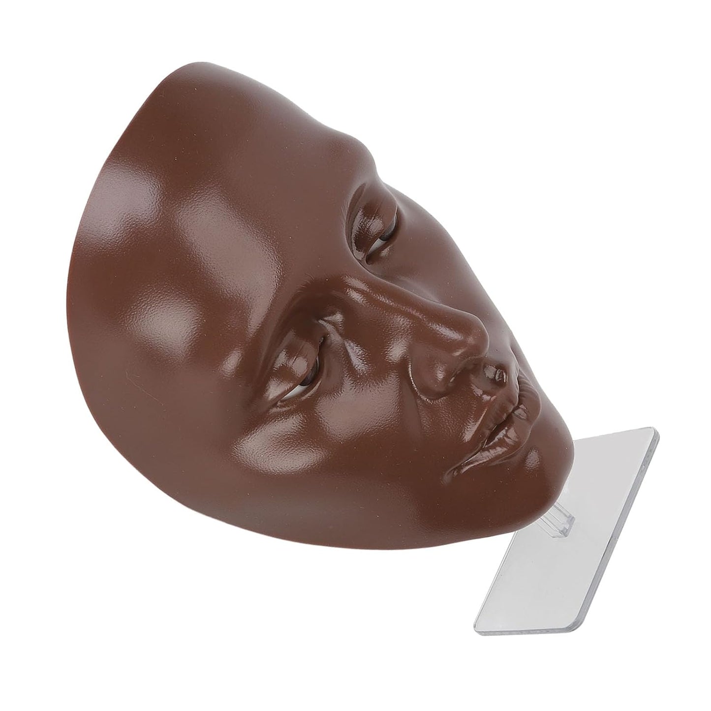 Silicone Full Face Mannequin, Makeup Mannequin Face Elastic with 20ml Makeup Remover Oil Stand for Eyelash (Black)