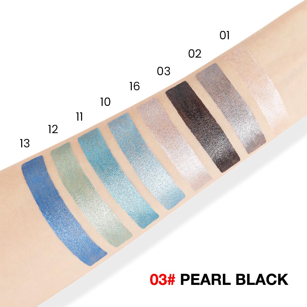 evpct Pearl Black Shimmer Cream Eye Shadow Brightener Sticks Set for Eyes, Black Shimmery Matte Pencil Eye shadow Applicator Stick Pen Palette Makeup Waterproof sombras en crema para ojos 03#