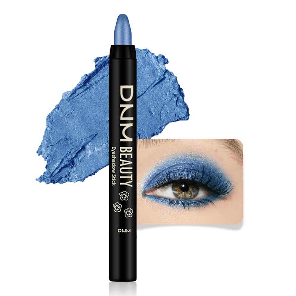 evpct Royal Blue Shimmer Cream Eye Shadow Brightener Sticks Set for Eyes, Blue Shimmery Matte Pencil Eye shadow Applicator Stick Pen Palette Makeup Waterproof sombras en crema para ojos 13#