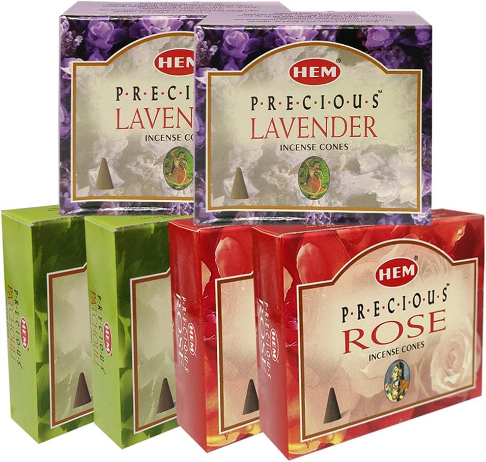 Lavender Patchouli Rose Incense Cones & Holder Bundle Variety Pack From Hem Trumiri Insense Insence