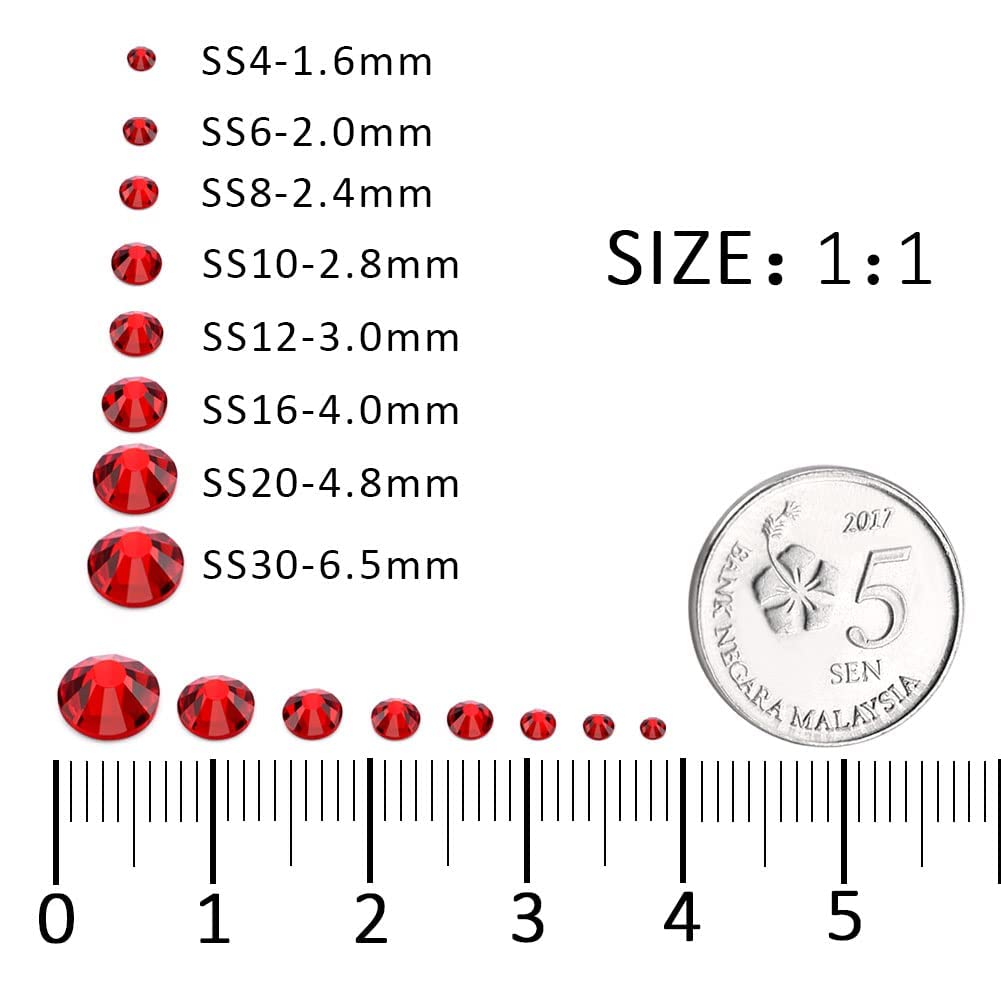 3000Pcs Ruby Red Crystal Rhinestones,Glass Flatback Rhinestones Mini Gemstones for Nail Face Makeup Art Crafts Clothes Decoration -(SS10,2.8mm,Ruby Red)