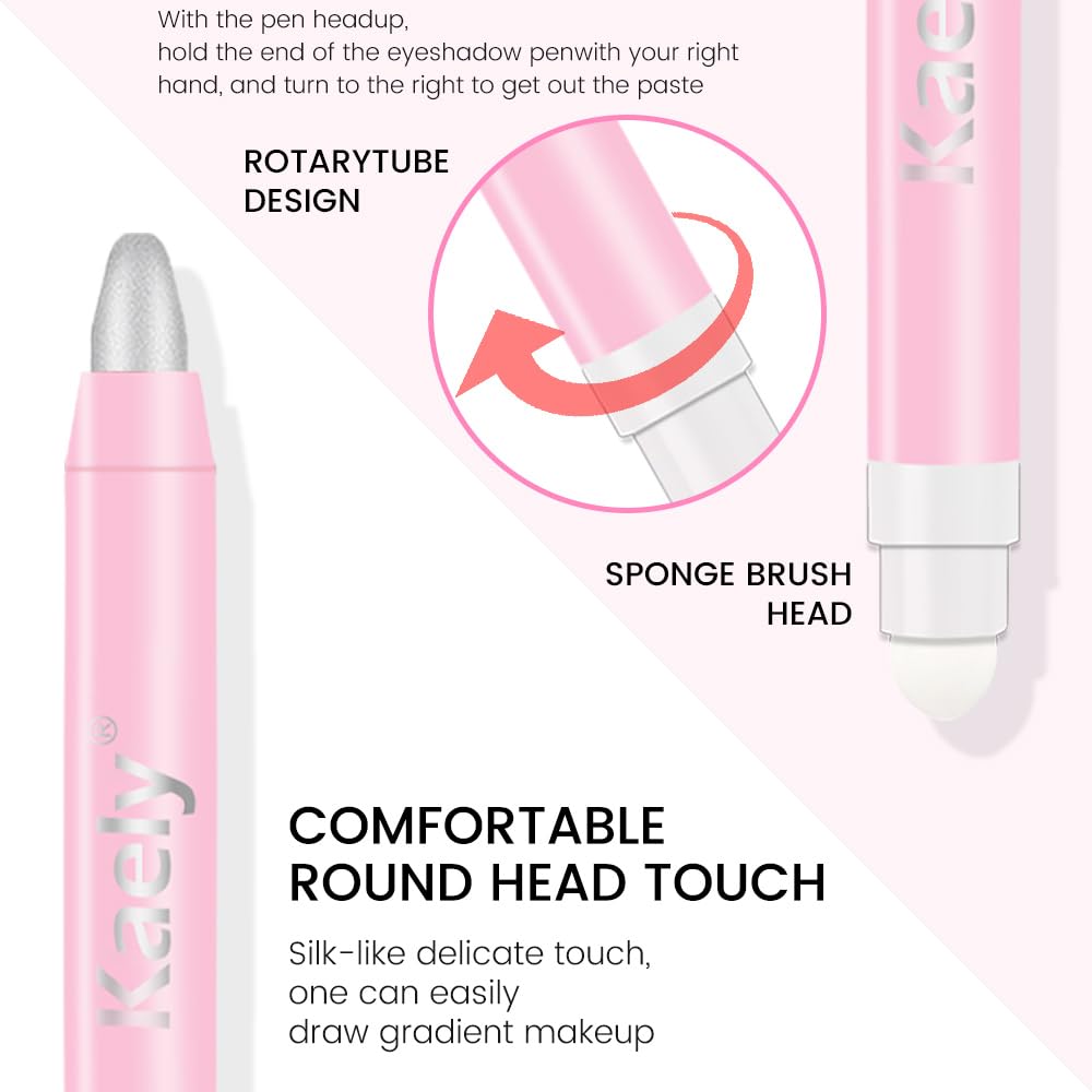 evpct 1Pcs Silver Shimmer Cream Eye Shadow Brightener Sticks for Eyes Waterproof Pigmented, Double Ended Cream Eyeshadow Stick Pencil Pen with Applicator, Eye Shadow Palette Highlighter Makeup 16