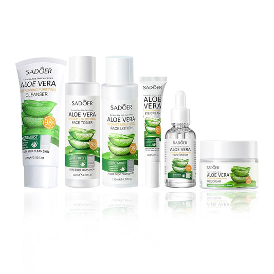 Aloe Vera Daily Skin Care Set Daily Moisturizing & Nourishing Fresh Aloe Essence Skin Care Set Vitamin Essence Six-piece Set For Valentine's Day And Festival Day