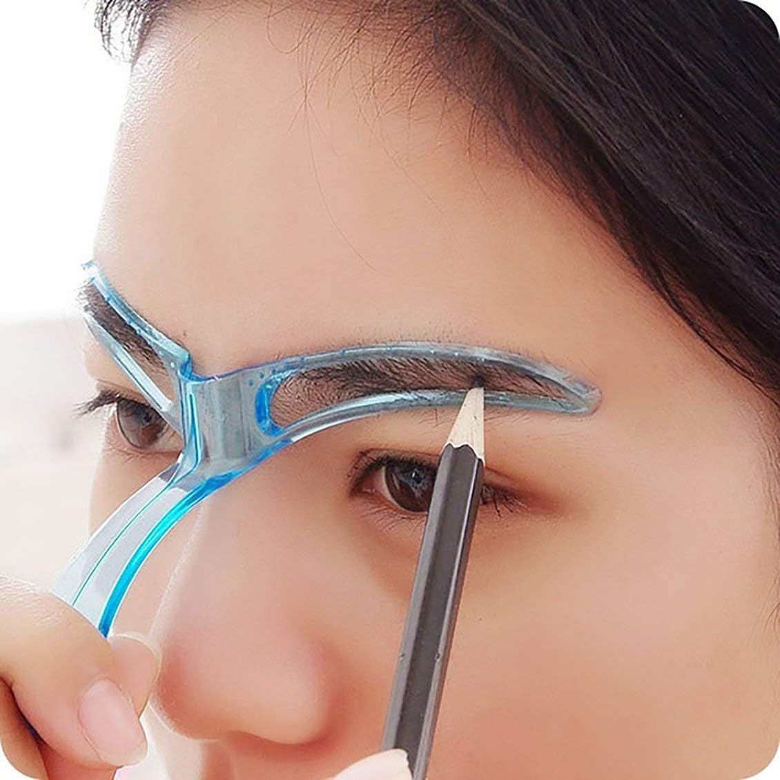 Blue Portable Eyebrow Shaping Stencils Eye Brow Guide Template Kit Makeup DIY Tool Eyebrow Color