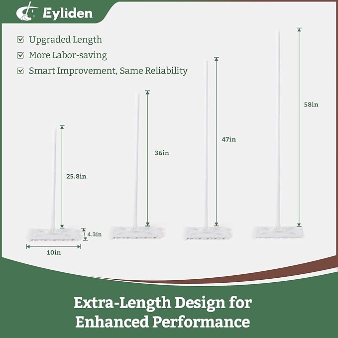 Eyliden Dust Mop, Sweeping & Mopping Kit | 58" Extended Long Handle, 36 Disposable Dry Cloths, Multi Surface Sweeper Mops for Floor Cleaning (White)