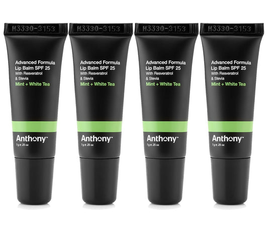 Anthony 25 SPF Lip Balm with Sunscreen for Lips – Contains Green Tea Extract, Shea Butter & Vitamin E – Moisturizing Repair Care Treatment for Chapped & Dry Lips 4-Pack