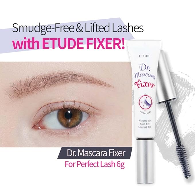 ETUDE Dr. Mascara Fixer For Perfect Lash, Korean Mascara Fixer, All-Day Curl Hold, Volumizing, Smudge-Proof, Korean Makeup, Beauty, Transparent (0.203 Fl Oz)