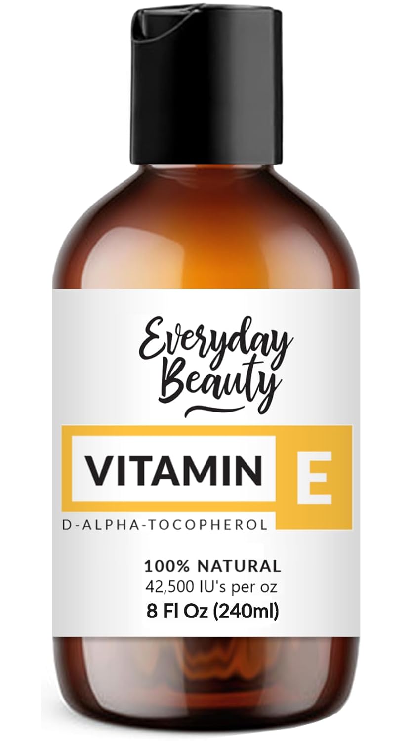 Pure Vitamin E Oil Bulk - 8 oz D-Alpha Tocopherol 100% Pure & All Natural 42,500 IU per oz - Not a Blend, Thick, Amber Color - From Wheat Germ - Face Body Hair - DIY Cosmetics & After Surgery Scars…