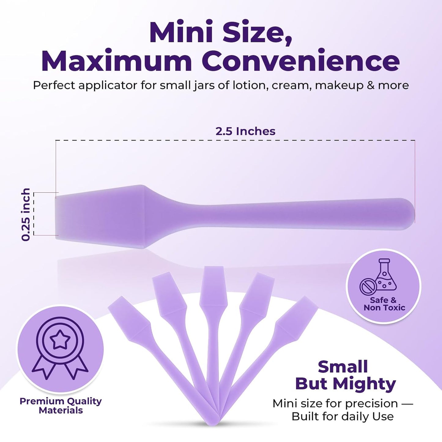 Mini Beauty Spatula (2.5", 500 Pack) - Small Beauty Spatulas for Creams, Cosmetics & Crafts | Moisturizer Applicator for Mixing, Cosmetic, Face Mask | Disposable Makeup Spoon | Purple