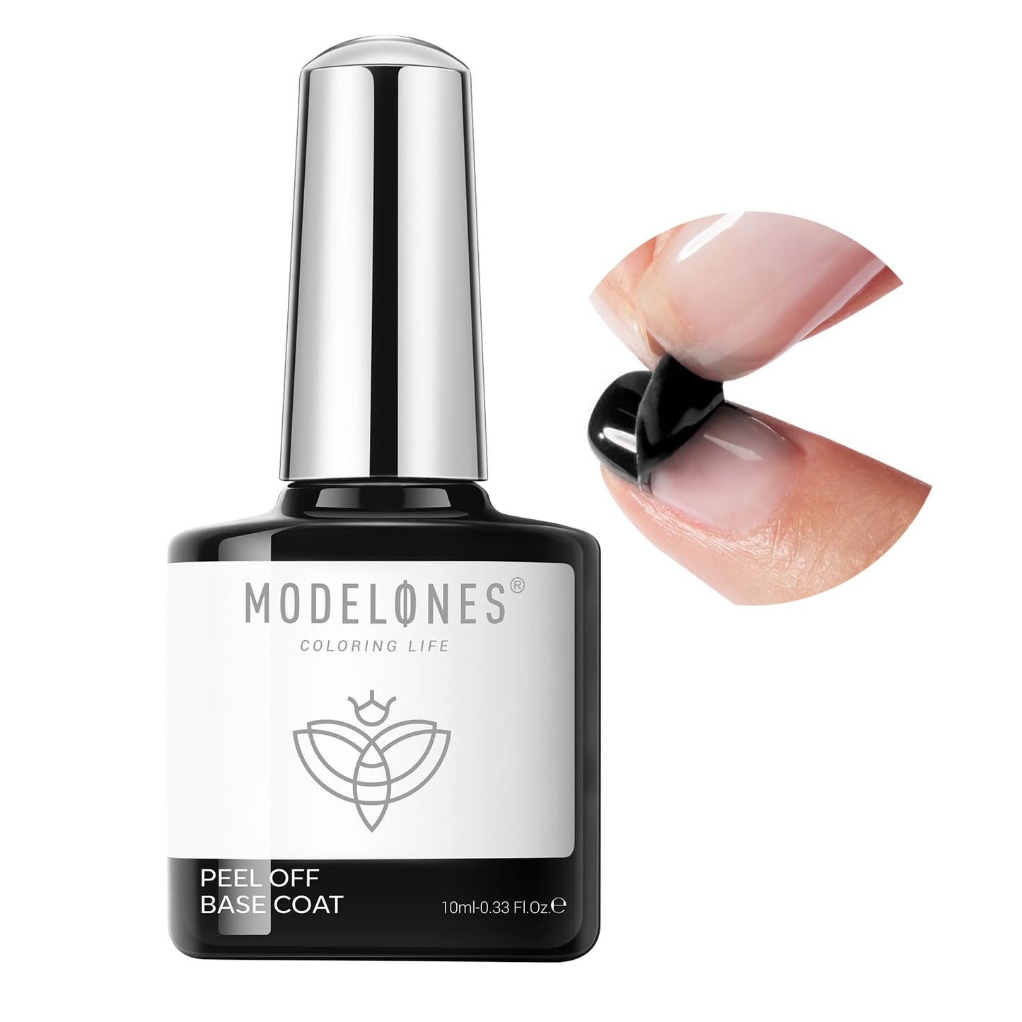 modelones Non-U V Peel off Gel Base Coat, Quick Dry Peelable Base Coat for Gel Nail Polish Beginner Friendly Gentle Protection for Thin & Weak Nails,10ml