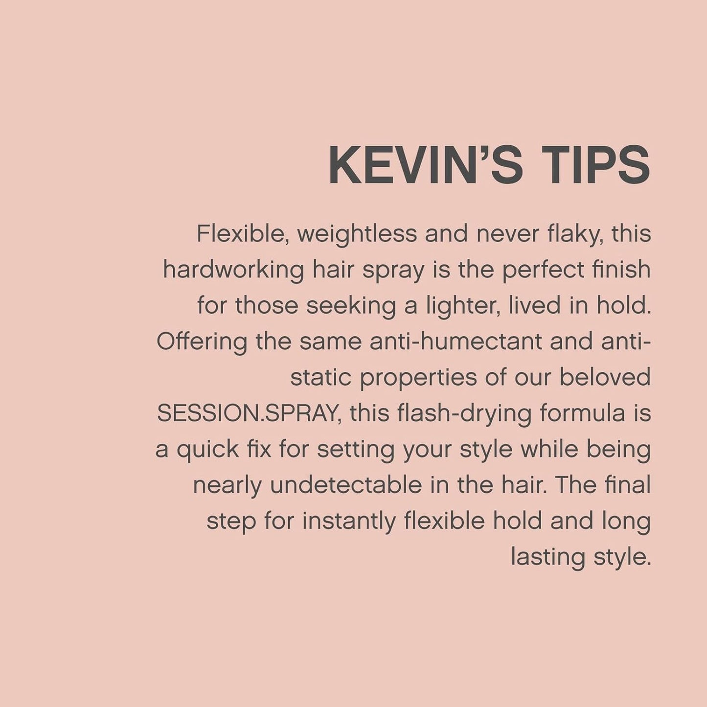 KEVIN.MURPHY SESSION.SPRAY FLEX - Flexible Finishing Hair Spray - For All Hair Types - Lightweight Hold - Humidity Resistant Hair Care - Travel Size - 100 mL / 3.4 fl oz
