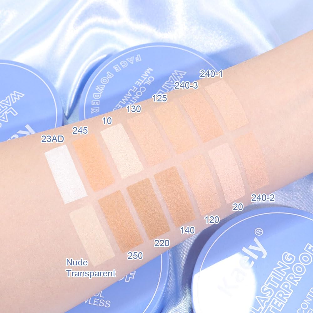 Kaely Oil Control Face Pressed Powder, Perfection Matte Compact Powder, Long Lasting Waterproof Finishing Powder Makeup, polvo compacto de maquillaje, Lightweight, Vegan, 120 Vanilla