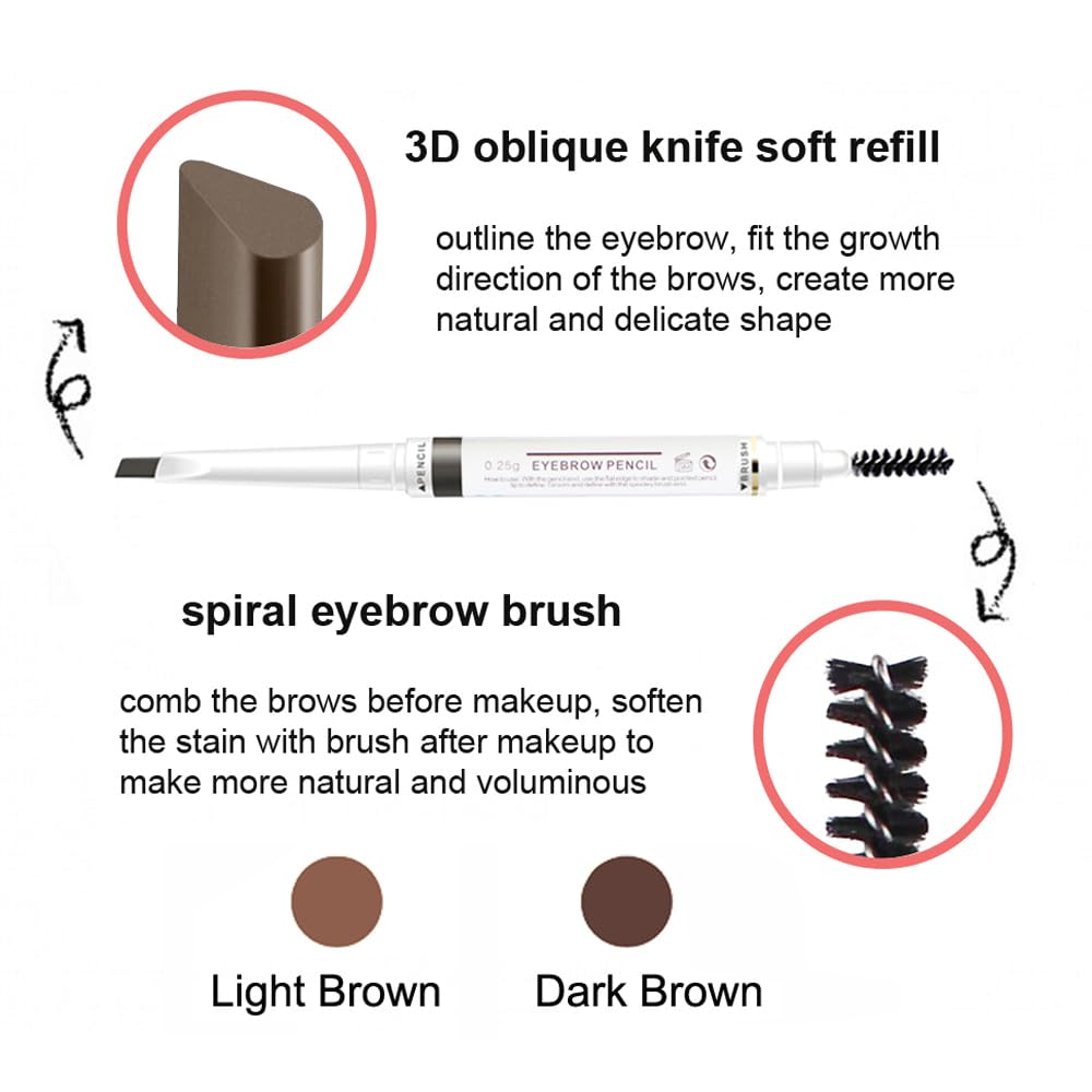 Upgraded Eyebrow Stamp Pencil Kit - Waterproof Eyebrow Pen, Black Eyeliner, Pomade, Customized Blade Brush and Razor