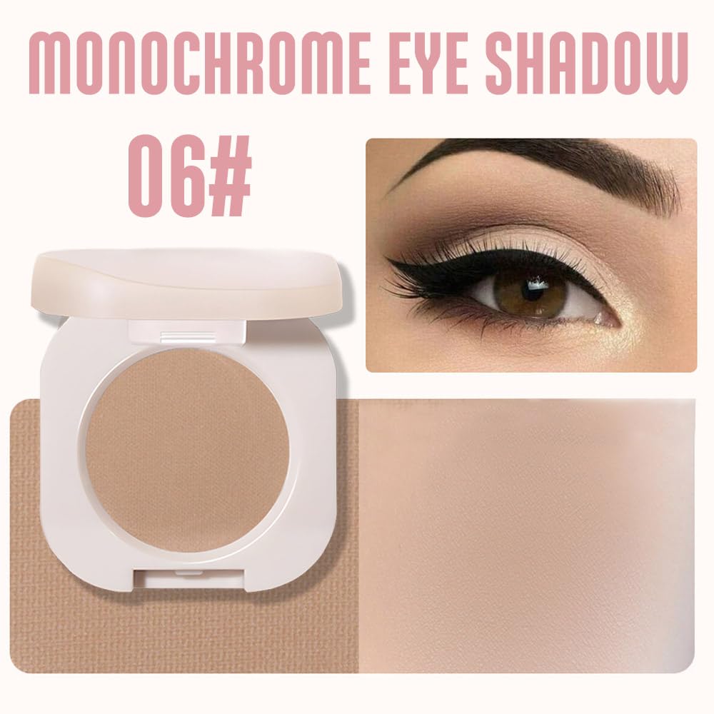 Matte Eyeshadow Monochrome, Rice Brown Eye Shadow Makeup, Neutral Matte Pressed Powder, Single Vegan Eyeshadow, Highly Pigmented Natural Eyeshadow Palette,Single Long Lasting Deep Nature Eye Make 06#