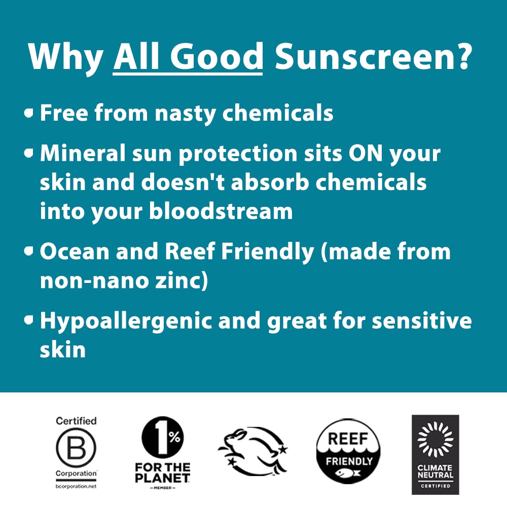 All Good Baby & Kids Sunscreen Lotion for Face & Body - UVA/UVB Broad Spectrum, SPF 30, Zinc Oxide, Coral Reef Friendly, Water Resistant - Zinc, Shea Butter, Coconut Oil, Aloe (3 oz)(3-pack)