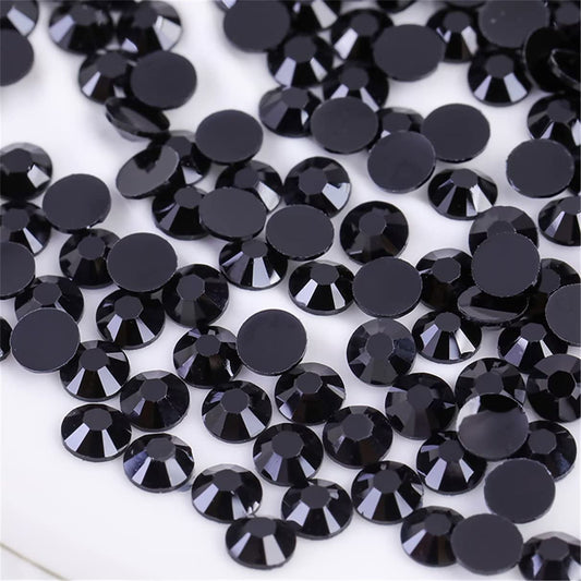 3000 Pieces SS6 2mm Flatback Rhinestones Clear Glass Round Gems Crystals for Nail Art DIY Crafts Clothes Shoes Bags （Black）