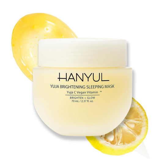 Hanyul Yuja Sleeping Mask | Korean Yuzu Night Cream, Vitamin C for Glow, Radiance, Brightening, Vegan Hydrating Overnight Moisturizer with Hyaluronic Acid, Niacinamide & Antioxidants 2.37 fl. oz.
