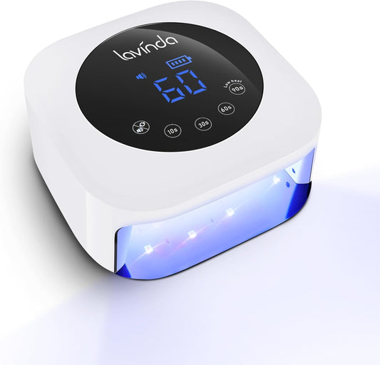 Lavinda UV LED Nail Lamp, Cordless Nail Lamp 54W Rechargeable Nail Dryer Gel Polish Light with Large LCD Display, Professional Gel Curing Lamp with 4 Timer Setting Auto Sensor for Salon and Home