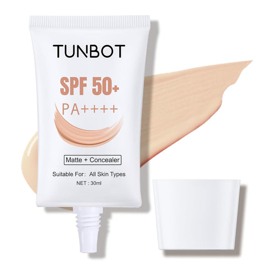 TUNBOT Long Lasting Concealer Foundation, SPF 50, Makeup to Cover Facial Imperfections, Unscented Foundation for All Skin Types (30ml)