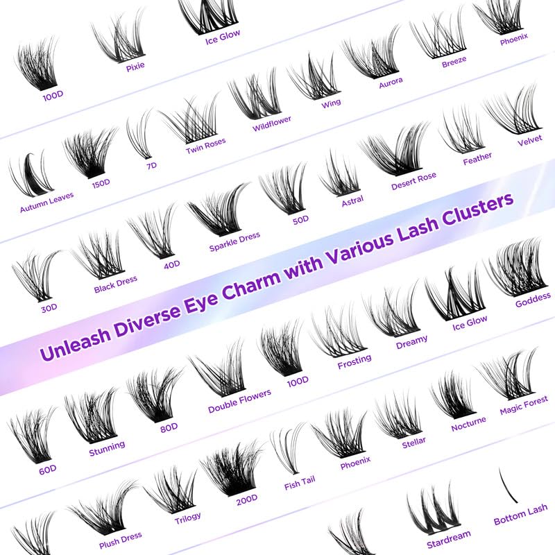 Lash Extension Kit DIY Lash Clusters Kit Eyelash Extensions Individual Lashes Extensions with (Lash Bond and Seal,Tweezers,280Pcs, 200D,10-18mm)