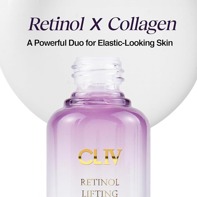 CLIV Retinol Lifting Ampoule, Korean Skincare with 85% Collagen Solution, Retinol, Peptides & Fermented Botanical Complex for Skin Texture and Moisture Support, ballon serum 1.01 fl oz