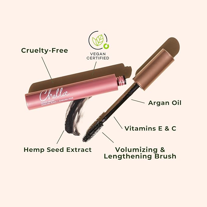 Chella Good Drama Vegan Mascara, 0.33 Fl. Oz (Brown)