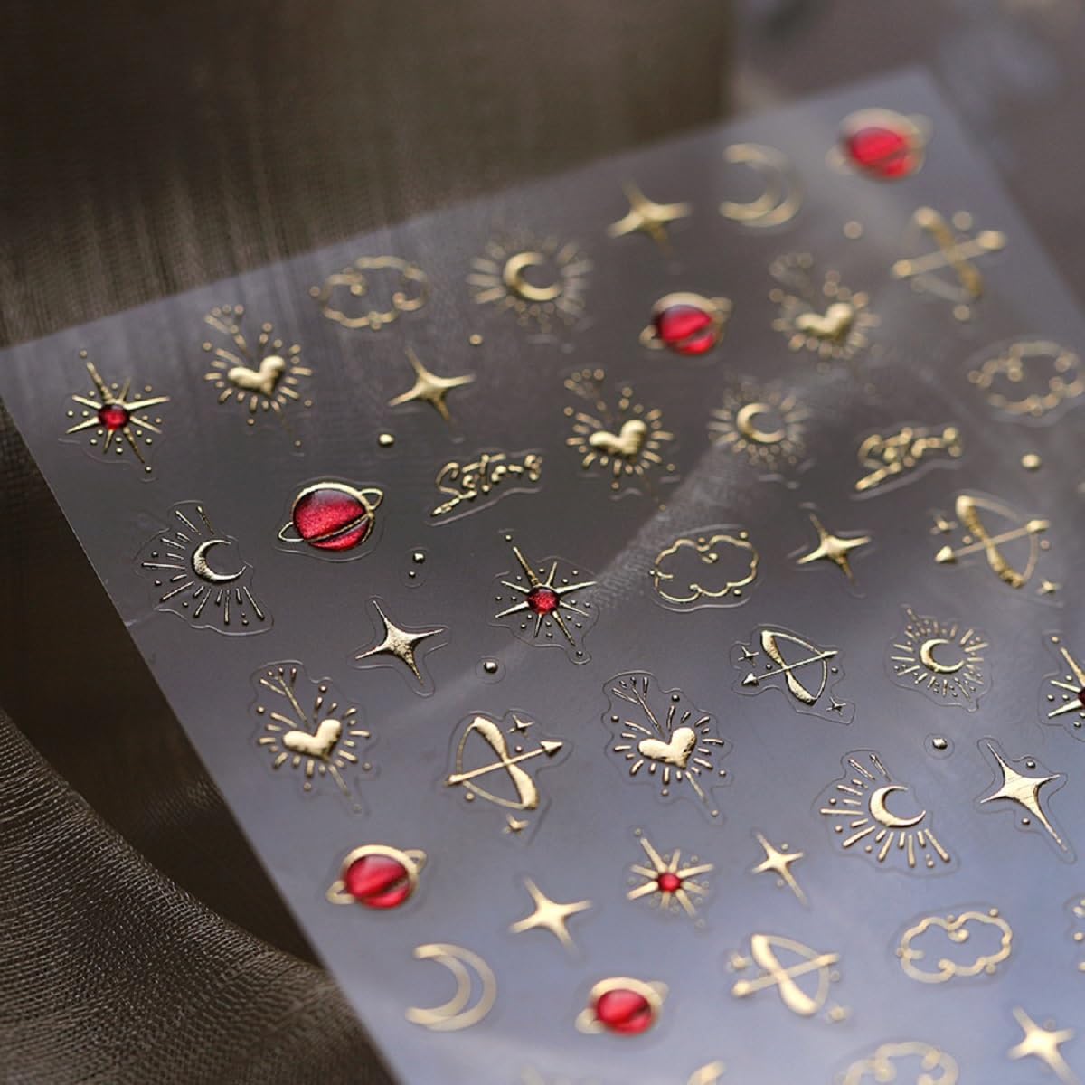 5D Embossed Gold Star Nail Stickers Moon Star Nail Art Stickers 3D Self-Adhesive Nail Decals Love Heart Nails Supplies Design for Women DIY Manicure Accessories Decoration